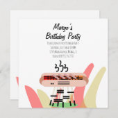 レトロホットドッグクックアウトパーティー誕生日招待状 (正面/裏面)
