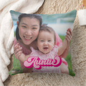 レトロホットピンクアウンティ写真 クッション (ブランケット)