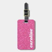 レトロホットピンクグリッタースパークルy2k パーソナライズされた ラゲッジタグ (正面縦)