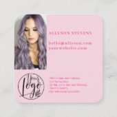 レトロホットピンクソーシャルメディアQRコードフォトロゴ スクエア名刺 (裏面)