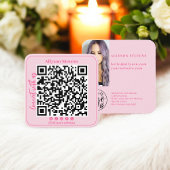 レトロホットピンクソーシャルメディアQRコードフォトロゴ スクエア名刺