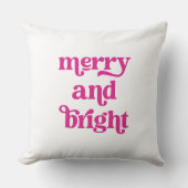 レトロホットピンクタイポグラフィ |と明メリーるい クッション (正面)