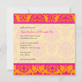 レトロホットピンクダマスク結婚式招待状 招待状 (裏面)