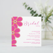 レトロホットピンクフローラスクエアブライダルシャワー 招待状 (スタンド正面)