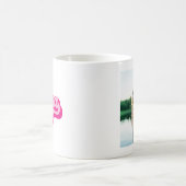 レトロホットピンクママ写真 コーヒーマグカップ (中央)