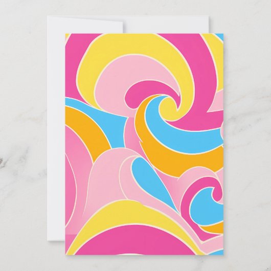 レトロホットピンクレッツゴーパーティー誕生日 招待状 (裏面)