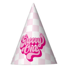 レトロホットピンクGroovyワンチェック パーティーハット