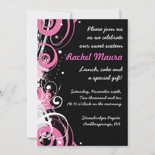 レトロホファンキーットピンクSweet sixteen16招待状 招待状 (正面)