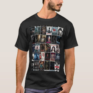 レトロホラー映画ポスターウォールコラージュ Tシャツ