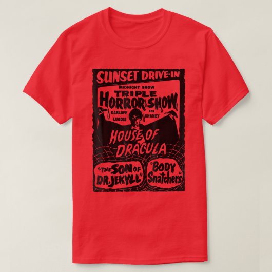 レトロホラー映画モンスターヴァンパイアヴィンテージハロー Tシャツ (デザイン正面)
