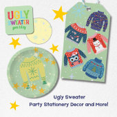 レトロホリデイインアグリーなセータークリスマスパーティー ギフトタグ