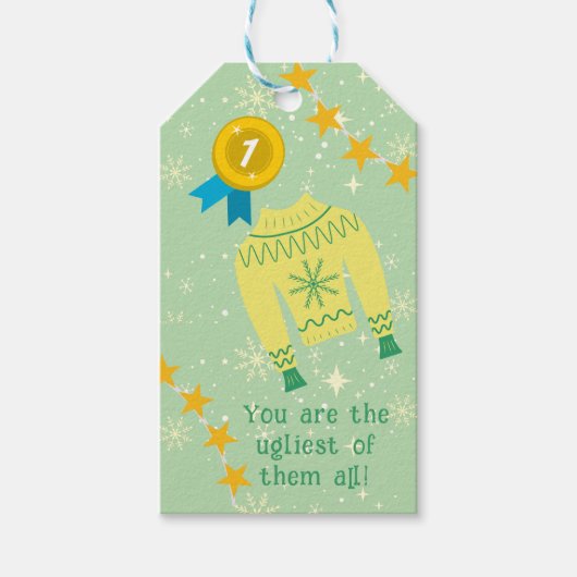レトロホリデイインアグリーなセータークリスマスパーティー ギフトタグ (正面)