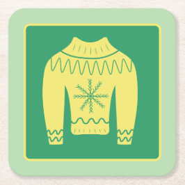 レトロホリデイインアグリーなセータークリスマスパーティー スクエアペーパーコースター