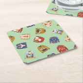 レトロホリデイインアグリーなセータークリスマスパーティー スクエアペーパーコースター (アングル)