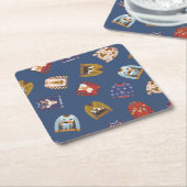 レトロホリデイインアグリーなセータークリスマスパーティー スクエアペーパーコースター (アングル)