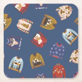 レトロホリデイインアグリーなセータークリスマスパーティー スクエアペーパーコースター