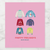 レトロホリデイインアグリーなセータークリスマスパーティー ワインラベル (シングルラベル)