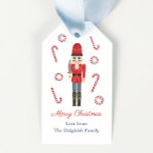 レトロホリデイズレッドナットクラッカーキャンディカンストライプズ ギフトタグ