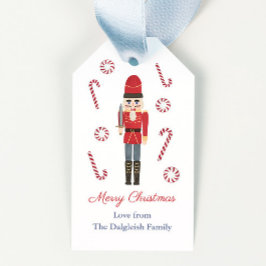 レトロホリデイズレッドナットクラッカーキャンディカンストライプズ ギフトタグ