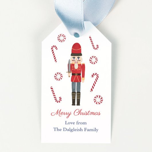 レトロホリデイズレッドナットクラッカーキャンディカンストライプズ ギフトタグ