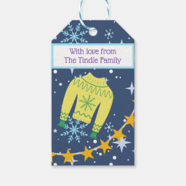 レトロホリデーインアグリーなクリスマスセーターラベル ギフトタグ