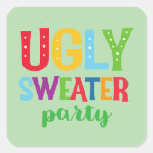 レトロホリデーインアグリーなセータークリスマスパーティーススクエア スクエアシール (正面)