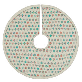 レトロホリデーオーナメントツリースカート ブラッシュドポリエステルツリースカート