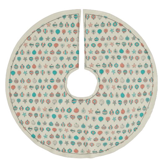 レトロホリデーオーナメントツリースカート ブラッシュドポリエステルツリースカート (正面)