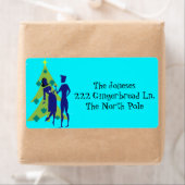 レトロホリデーカートゥーンカップル差出人住所ラベル ラベル (インサイチュ)