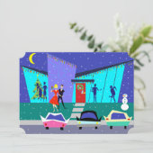 レトロホリデーカートゥーンパーティの招待状 招待状 (スタンド正面)