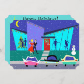 レトロホリデーカートゥーンパーティの招待状 招待状 (正面/裏面)