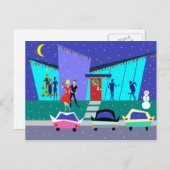 レトロホリデーカートゥーンパーティークリスマスポストカード シーズンポストカード (正面/裏面)