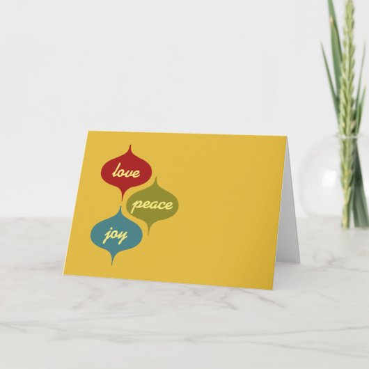 レトロホリデーカード愛、平和、喜び シーズンカード (正面)