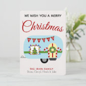 レトロホリデーキャンペーパーソナライズされたクリスマスカード シーズンカード (スタンド正面)