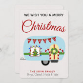 レトロホリデーキャンペーパーソナライズされたクリスマスカード シーズンカード (正面/裏面)