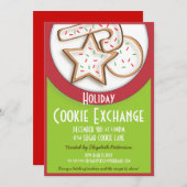 レトロホリデークッキー交換（赤と緑） 招待状 (正面/裏面)