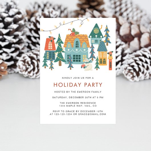 レトロホリデークリスマスパーティの招待状 招待状