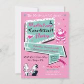 レトロホリデークリスマスピンクパーティの招待状 招待状 (正面)