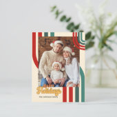 レトロホリデークリスマスフレンズ家族カード ポストカード (スタンド正面)