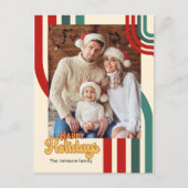 レトロホリデークリスマスフレンズ家族カード ポストカード (正面)