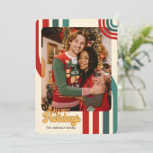 レトロホリデークリスマスフレンズ家族カード 招待状 (スタンド正面)