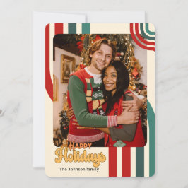 レトロホリデークリスマスフレンズ家族カード 招待状