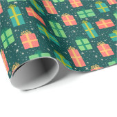 レトロホリデークリスマスプレゼント ラッピングペーパー (ロールコーナー)