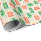 レトロホリデークリスマスプレゼント ラッピングペーパー (ロールコーナー)