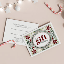 レトロホリデーグリーンブラウン花フレームクリスマス