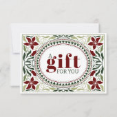 レトロホリデーグリーンブラウン花フレームクリスマス (正面)