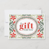 レトロホリデーグリーンレッドフラワーフレームクリスマス (正面)