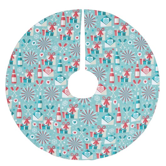 レトロホリデーツリースカート、ブラシ付きポリエステル ブラッシュドポリエステルツリースカート (正面)