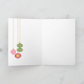 レトロホリデーボーブルグリーティングカード – ピンク サンキューカード (内部)