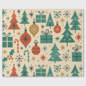 レトロホリデーミッドセンチュリーモダン ラッピングペーパー (フラット)